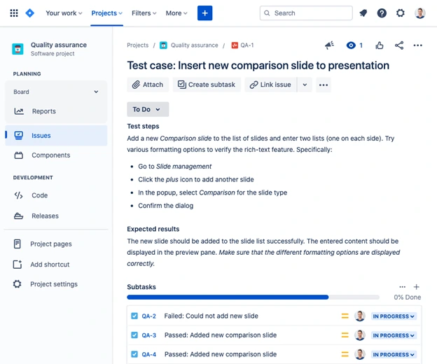 Using Jira Issues for Test Cases